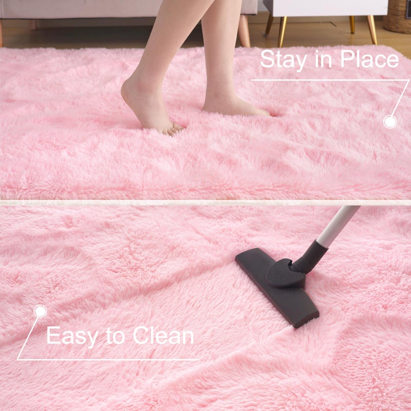 ST. BRIDGE Ultra Soft Pink Rugs for Bedroom 3x5 Feet, Fluffy Shag Area Rugs for Living Room, Large Comfy Furry Rug for Girls Kids Baby Room Decor, Non Slip Nursery Rug Modern Indoor Fuzzy Floor Carpet - Image 5